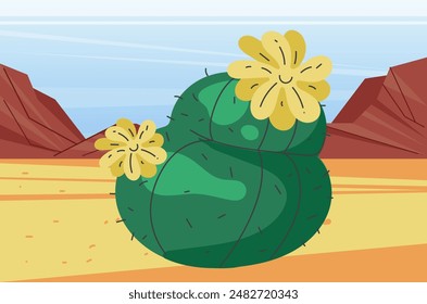Desert cactus west landscape mexico mexican western concept. Vector flat graphic design illustration	
