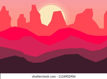 desert with cactuses at sunset nature landscape.