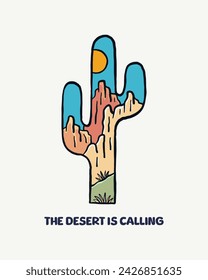 The desert is calling wild desert design for t shirt badge patch sticker and other illustration