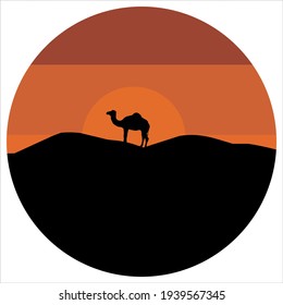 Desert camel animal illustration, For additional begron to your designs, Simple flat vector designs