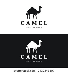 Desert camel animal logo design with creative ideas.