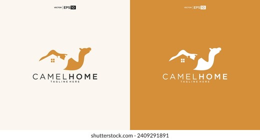 Desert camel with House for Home Real Estate Residential Mortgage Apartment Building Logo Design