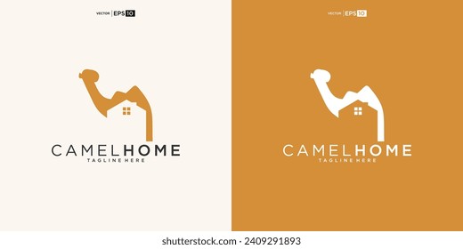 Desert camel with House for Home Real Estate Residential Mortgage Apartment Building Logo Design