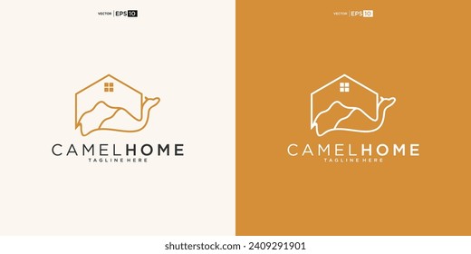 Desert camel with House for Home Real Estate Residential Mortgage Apartment Building Logo Design