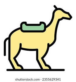 Desert camel icon outline vector. Arabian animal. Africa culture color flat