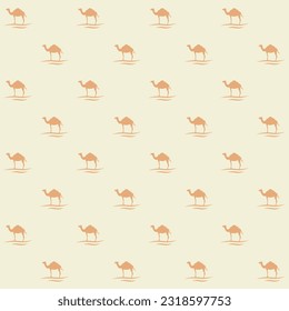 Desierto Y Camello - Patrón De La Seamless De Vector Islámico