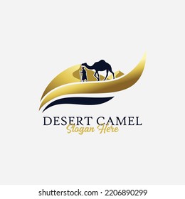 desert camel logo design template