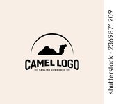 Desert camel logo vector design template
