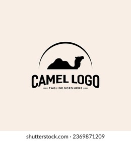 Plantilla de diseño del vector del logotipo del camello desierto