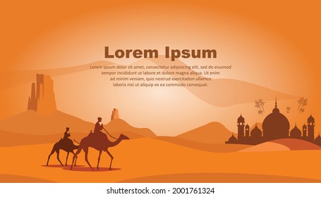 desert and camel muslim background design