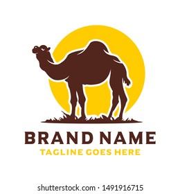 desert camel silhouette logo design 