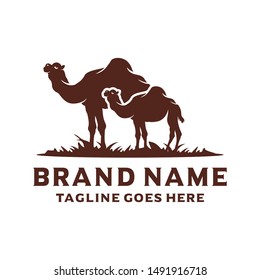 desert camel silhouette logo design 