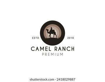 desert camel silhouette logo design. Camel ranch logo design.