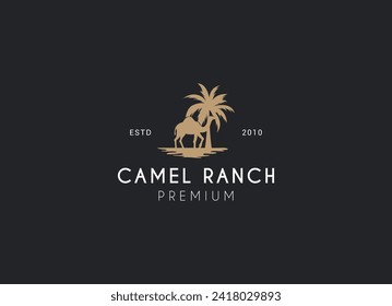 diseño del logotipo de silueta de camello desértico. Diseño del logo del rancho de camello.