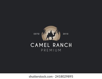 diseño del logotipo de silueta de camello desértico. Diseño del logo del rancho de camello.