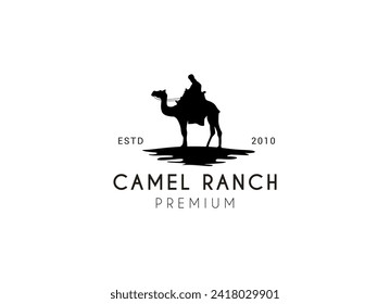 desert camel silhouette logo design. Camel ranch logo design.