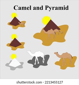 desert camel vector and egyptian pyramids in the middle east (Unta di Gurun Pasir kairo mesir) - Egyp