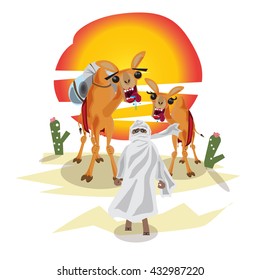 desert camels - vector illustration
