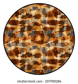 Desert camouflage button. Vector illustration.
