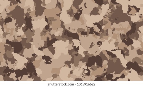 Desert camouflage khaki pattern background seamless vector illustration. Military beige camo texture, clothing while hunting illustration. Army design style for t-shirt.