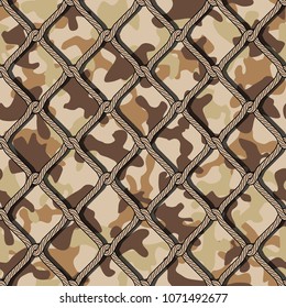 Desert Camouflage Net Seamless Repeatable Pattern - Vector Illustration