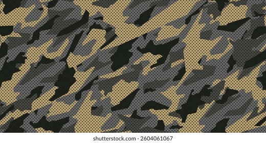 Desert camouflage pattern with grid. Vector military pattern for clothing design.	