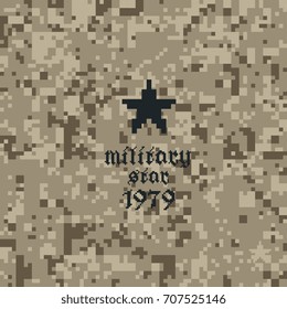 desert camouflage, pixelated seamless pattern, vector background.