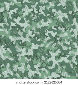 Desert Camouflage Seamless Pattern. Brown Repeated Military Graphic Background. Beige Seamless Fashion Graphic Wrapping. Autumn Repeated Modern Vector Camouflage. Camouflage Net Green