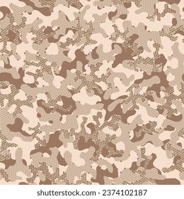 Patrón sin problemas del Camuflaje del Desierto. Imagen Gráfica Artística Repetida De Brown. Patrón de vectores de soldados sin soldadura de Khaki. El Otoño Repetió El Envoltura Gráfico De La Guerra. Camouflage Grunge Camoflage
