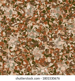 Desert camouflage. Seamless pattern. Chaos of pentagons and five stars.