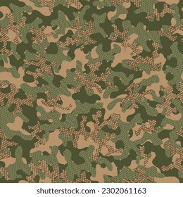 Desert Camouflage Seamless Pattern. Green Repeated Digital Vector Print. Autumn Seamless Creative Graphic Background. Camouflage Seamless Beige Repeated War Vector Camouflage. Camoflage