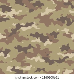 Desert camouflage seamless pattern. Trendy style camo, repeat print. Vector illustration.