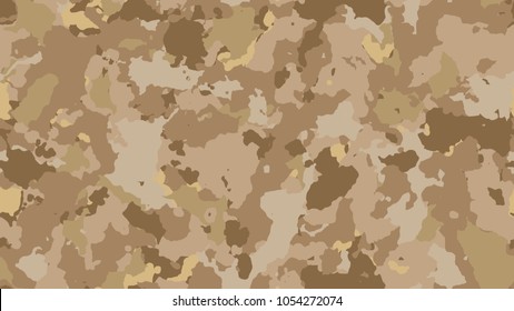 Desert camouflage seamless pattern. Vector military texture, beige camo clothing while hunting illustration. Khaki design style for t-shirt.