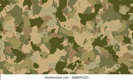 Desert camouflage seamless pattern. Vector military texture, army ?amo clothing while hunting illustration. Khaki design style for t-shirt.