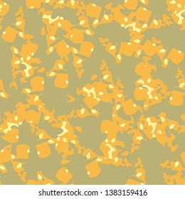 Desert camouflage of various shades of orange and yellow colors. It is a colorful seamless pattern that can be used as a camo print for clothing and background and backdrop or computer wallpaper