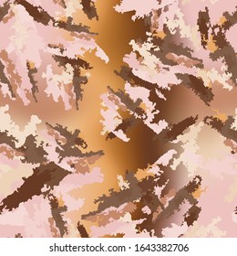 Desert camouflage of various shades of pink, orange, brown and grey colors. It is a colorful seamless pattern that can be used as a camo print for clothing and background and backdrop or wallpaper