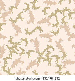 Desert camouflage of various shades of white, beige and green colors. It is a colorful seamless pattern that can be used as a camo print for clothing and background and backdrop or computer wallpaper