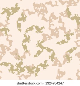 Desert camouflage of various shades of white, beige and green colors. It is a colorful seamless pattern that can be used as a camo print for clothing and background and backdrop or computer wallpaper