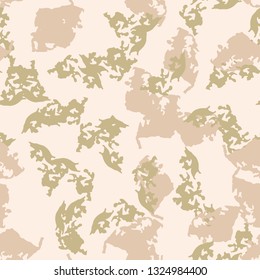 Desert camouflage of various shades of white, beige and green colors. It is a colorful seamless pattern that can be used as a camo print for clothing and background and backdrop or computer wallpaper