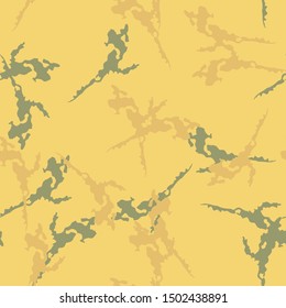 Desert camouflage of various shades of yellow, orange and green colors. It is a colorful seamless pattern that can be used as a camo print for clothing and background, backdrop or computer wallpaper
