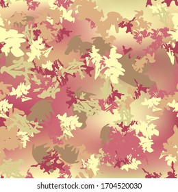 Desert camouflage of various shades of yellow, brown and red colors. It is a colorful seamless pattern that can be used as a camo print for clothing and background and backdrop or computer wallpaper