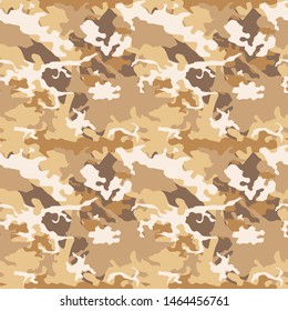 Desert camouflage vector texture - seamless military camo fashion fabric background.