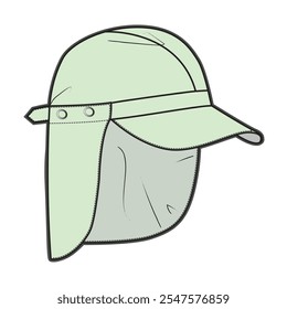 Desert cap flat drawing vector mockup template.