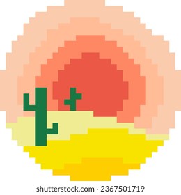 Desert cartoon icon in pixel style.	