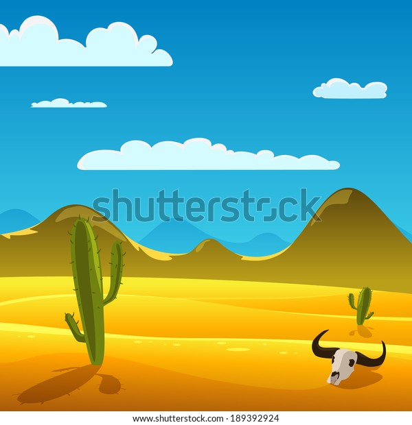 Desert Cartoon Landscape Stock Vector (Royalty Free) 189392924