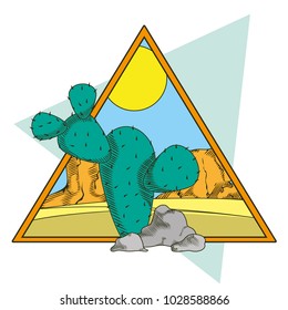 Desert cartoon triangle frame