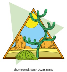 Desert cartoon triangle frame