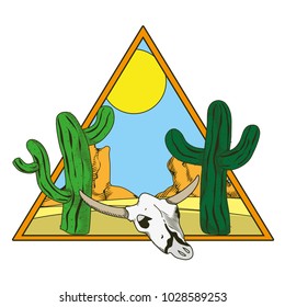 Desert cartoon triangle frame