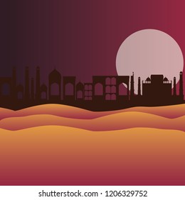 desert with cityscape manger scene background
