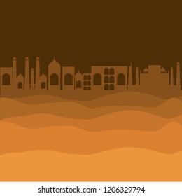 desert with cityscape manger scene background